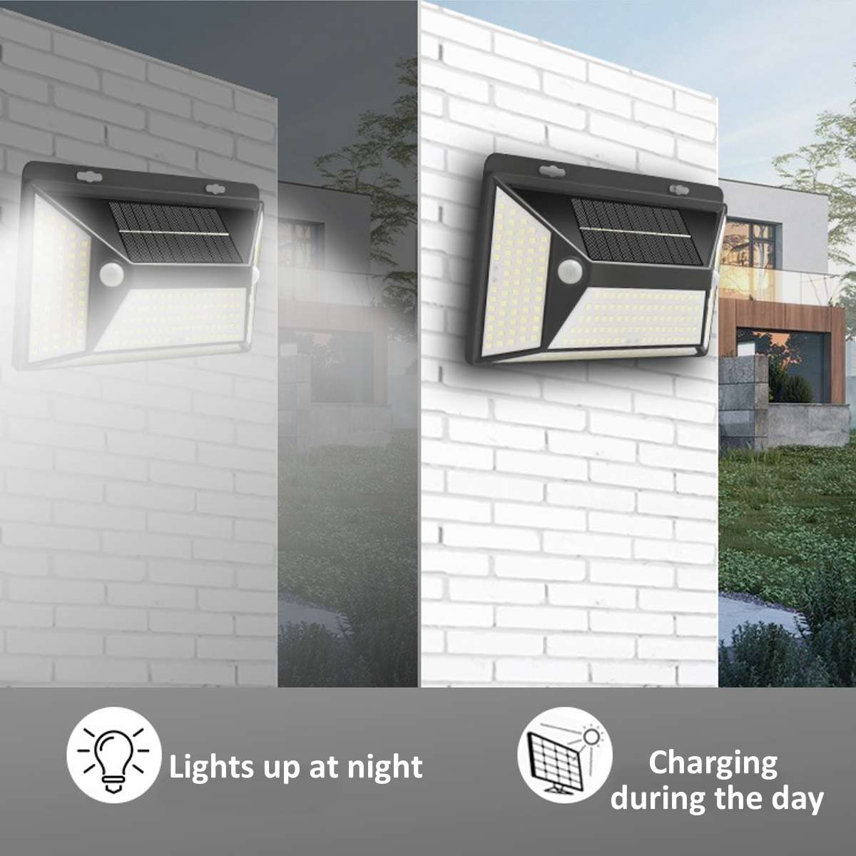 316LED Solar Light Outdoor Wall Lamp PIR Motion Sensor IP67 Waterproof Garden Decor Solar Lamps For Patio Yard Path Street Light