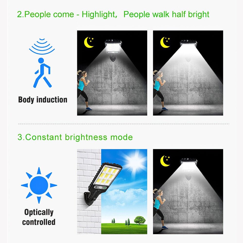 LED Solar Light Outdoor Street Lamps PIR Motion Sensor Waterproof Solar Powered Wall Lamp For Garden Yard Patio Pathway