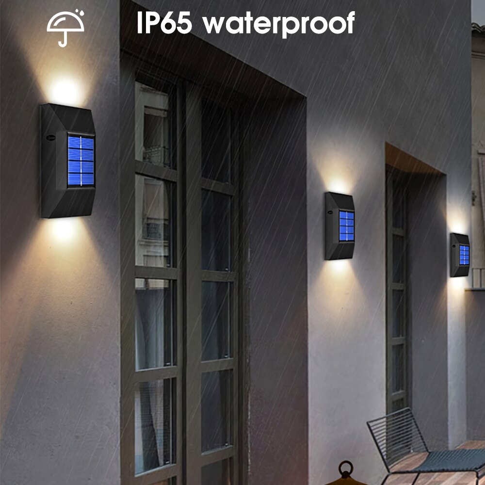 2Pcs Solar LED Light Outdoor Wall Lamp IP65 Waterproof Super Bright Solar Garden light For Patio Yard Lighting Street Lamps