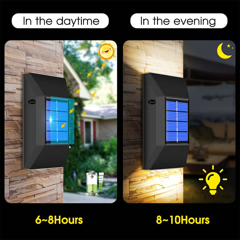 2Pcs Solar LED Light Outdoor Wall Lamp IP65 Waterproof Super Bright Solar Garden light For Patio Yard Lighting Street Lamps