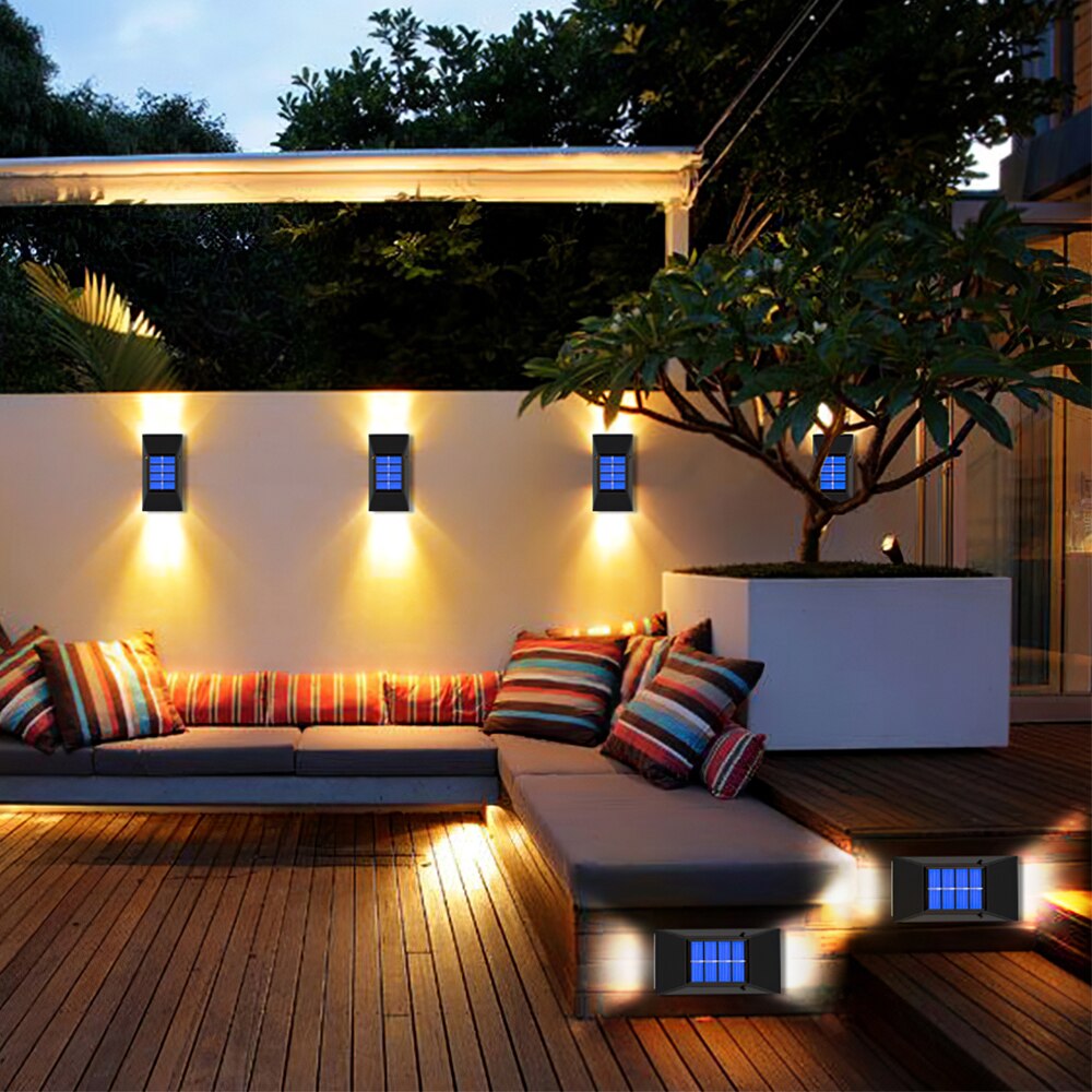 2Pcs Solar LED Light Outdoor Wall Lamp IP65 Waterproof Super Bright Solar Garden light For Patio Yard Lighting Street Lamps