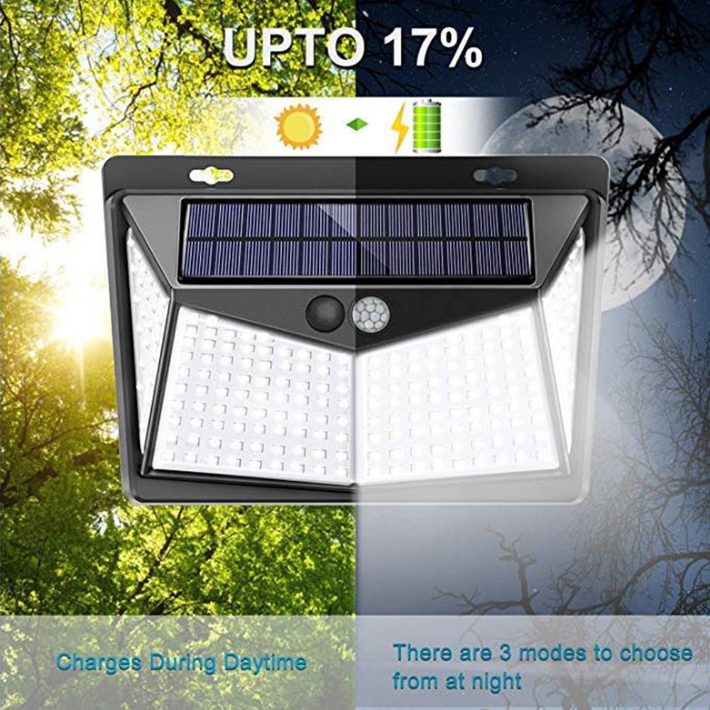 208 LED Solar Light Outdoor PIR Motion Sensor Waterproof Super Bright Solar Powered Garden Wall Lamp For Patio Yard Street Light