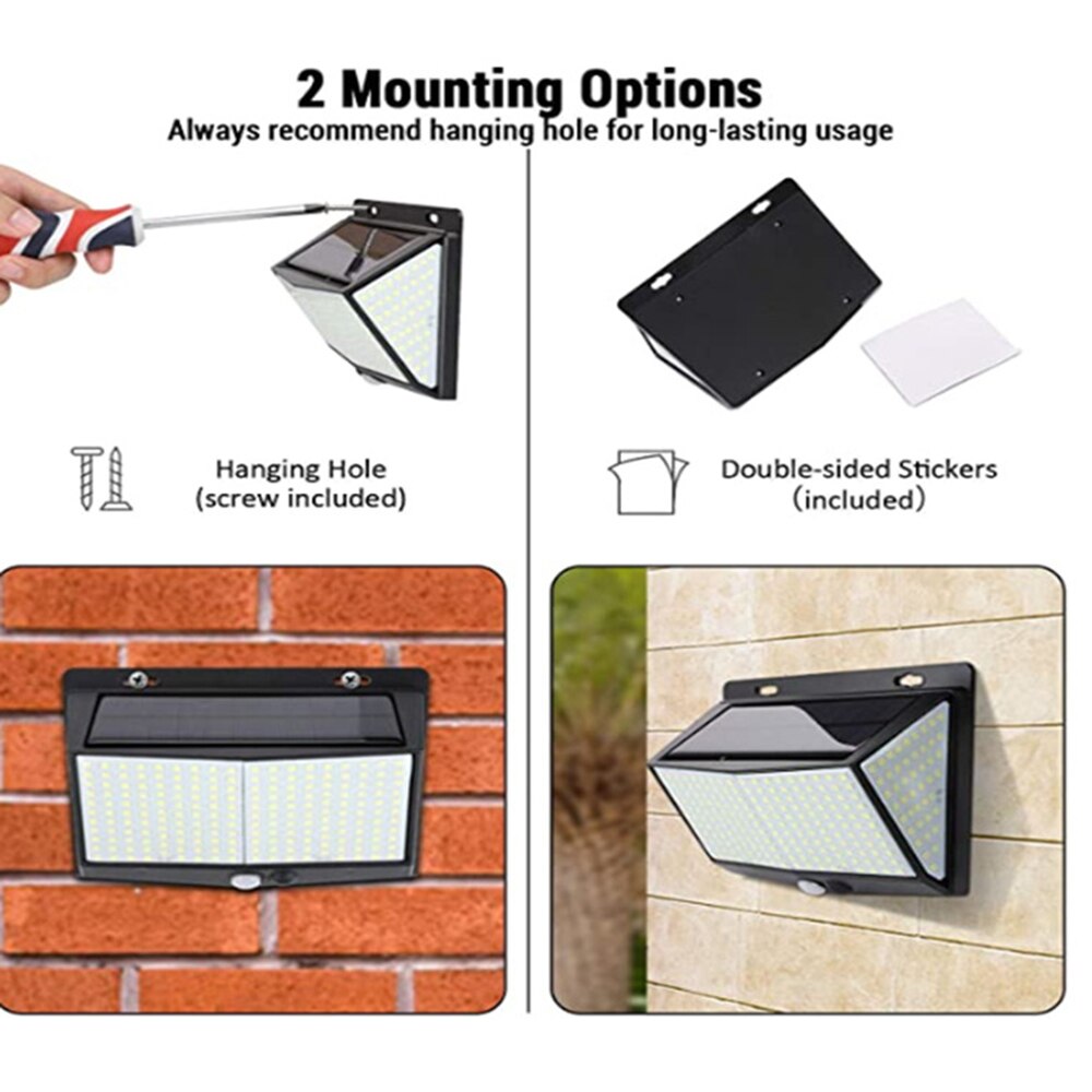 288 LED Solar Light Outdoor Waterproof PIR Motion Sensor Wall Lamps For Garden Patio Decoration Path Yard Street Lights