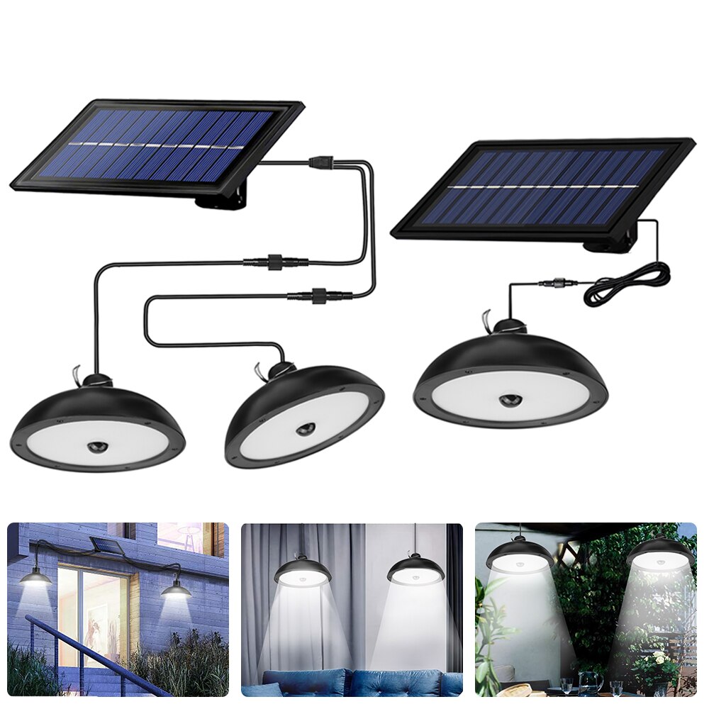 LED Solar Light Outdoor Pendant Lights IP65 Waterproof Double Head Garden Decoration Solar Lamp For Patio Yard Pathway