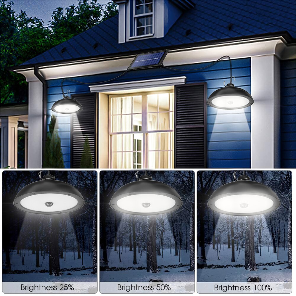 LED Solar Light Outdoor Pendant Lights IP65 Waterproof Double Head Garden Decoration Solar Lamp For Patio Yard Pathway