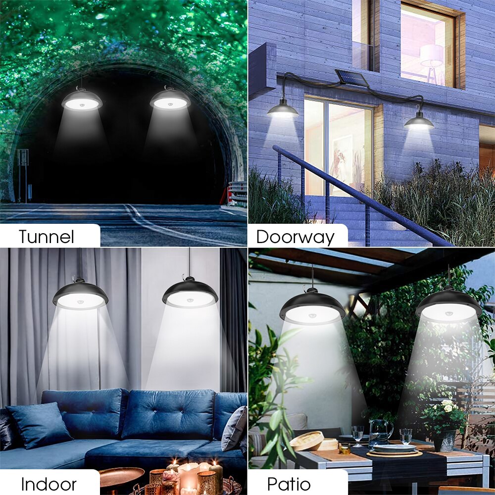 LED Solar Light Outdoor Pendant Lights IP65 Waterproof Double Head Garden Decoration Solar Lamp For Patio Yard Pathway