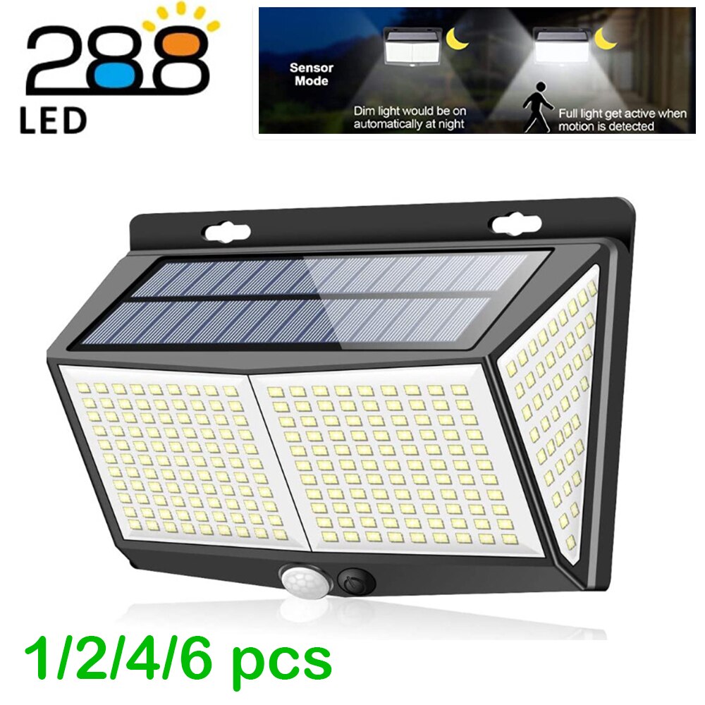 288 LED Solar Light Outdoor Wall Lamps PIR Motion Sensor Super Bright Garden Solar Lamp For Path Yard Street Spotlights