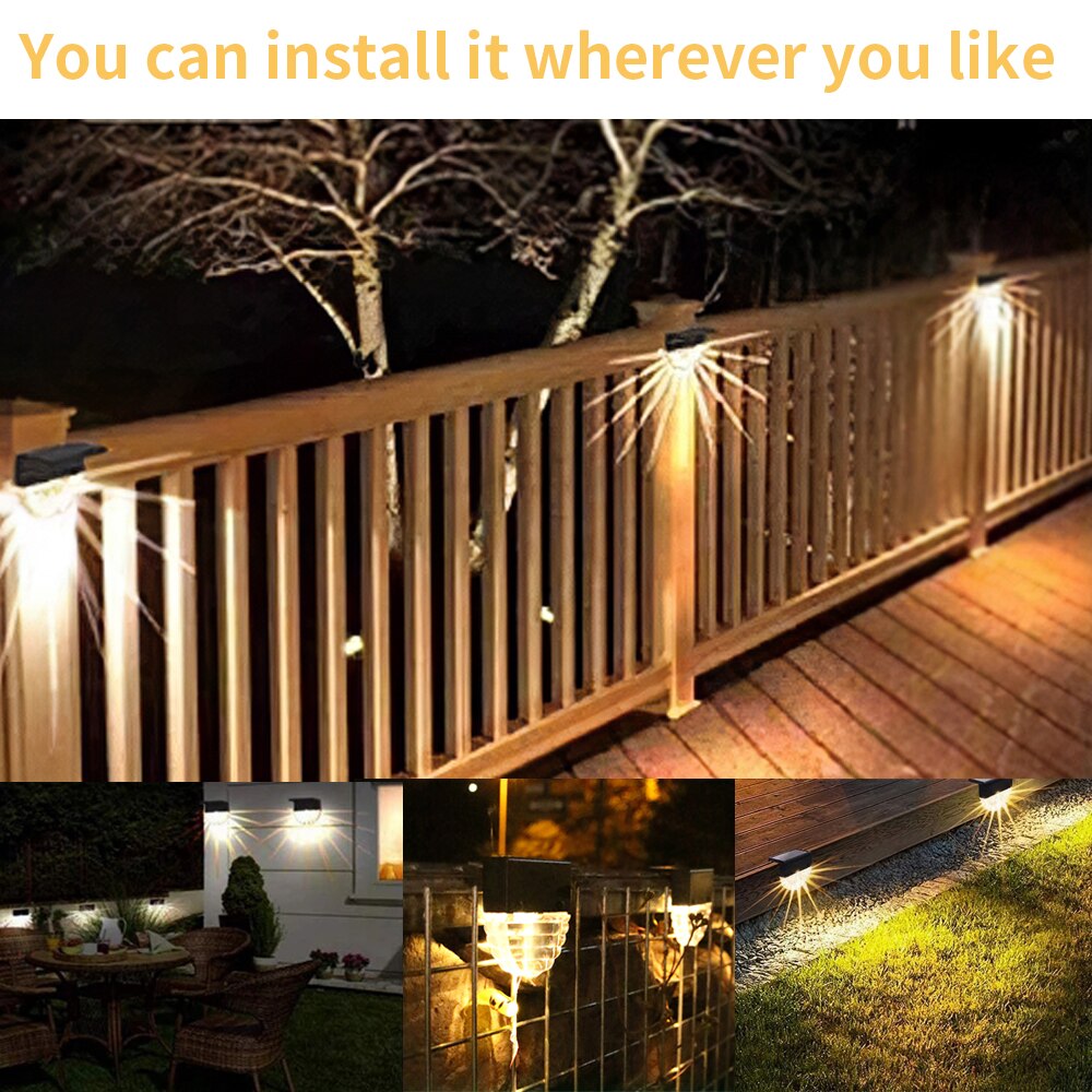 LED Solar Deck Lights Outdoor Stairs Lamp Waterproof Colorful Changable Fence Step Light For Garden Patio Yard Lighting