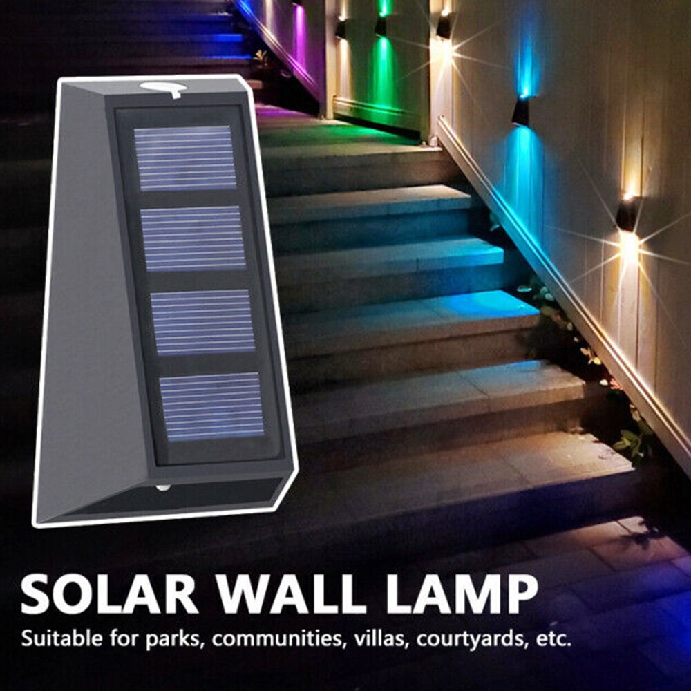 LED Solar Light Outdoor Wall Lamps IP65 Waterproof 7 Colors Solar Powered Fence Stairs Lamp For Garden Path Street Lighting
