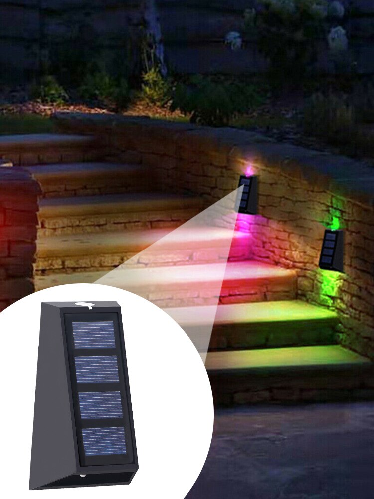 LED Solar Light Outdoor Fence Stairs Lamp IP65 Waterproof Color Changing Solar Powered Lamp For Garden Path Street Lighting