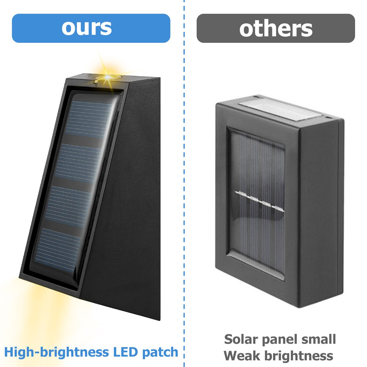2 Pcs Solar Powered Light Garden Decor Xmas Outdoor Waterproof LED Light Wall Lamp IP65 LED Light Decoration for Patio Fence