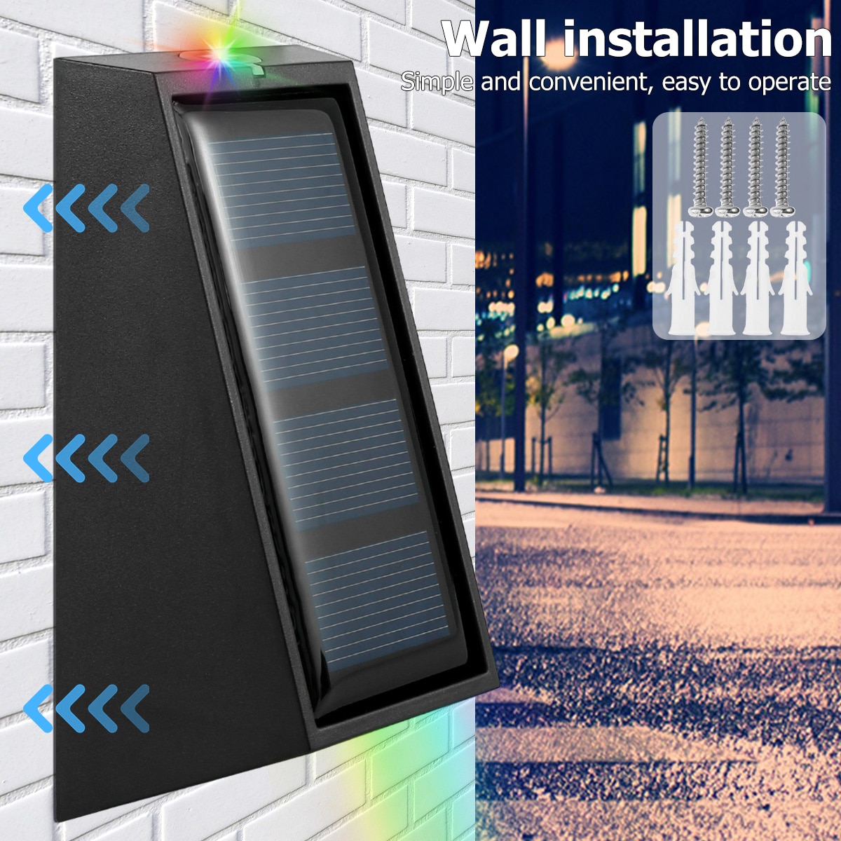 2 Pcs Solar Powered Light Garden Decor Xmas Outdoor Waterproof LED Light Wall Lamp IP65 LED Light Decoration for Patio Fence