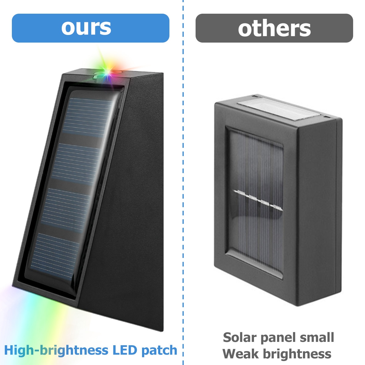 2 Pcs Solar Powered Light Garden Decor Xmas Outdoor Waterproof LED Light Wall Lamp IP65 LED Light Decoration for Patio Fence