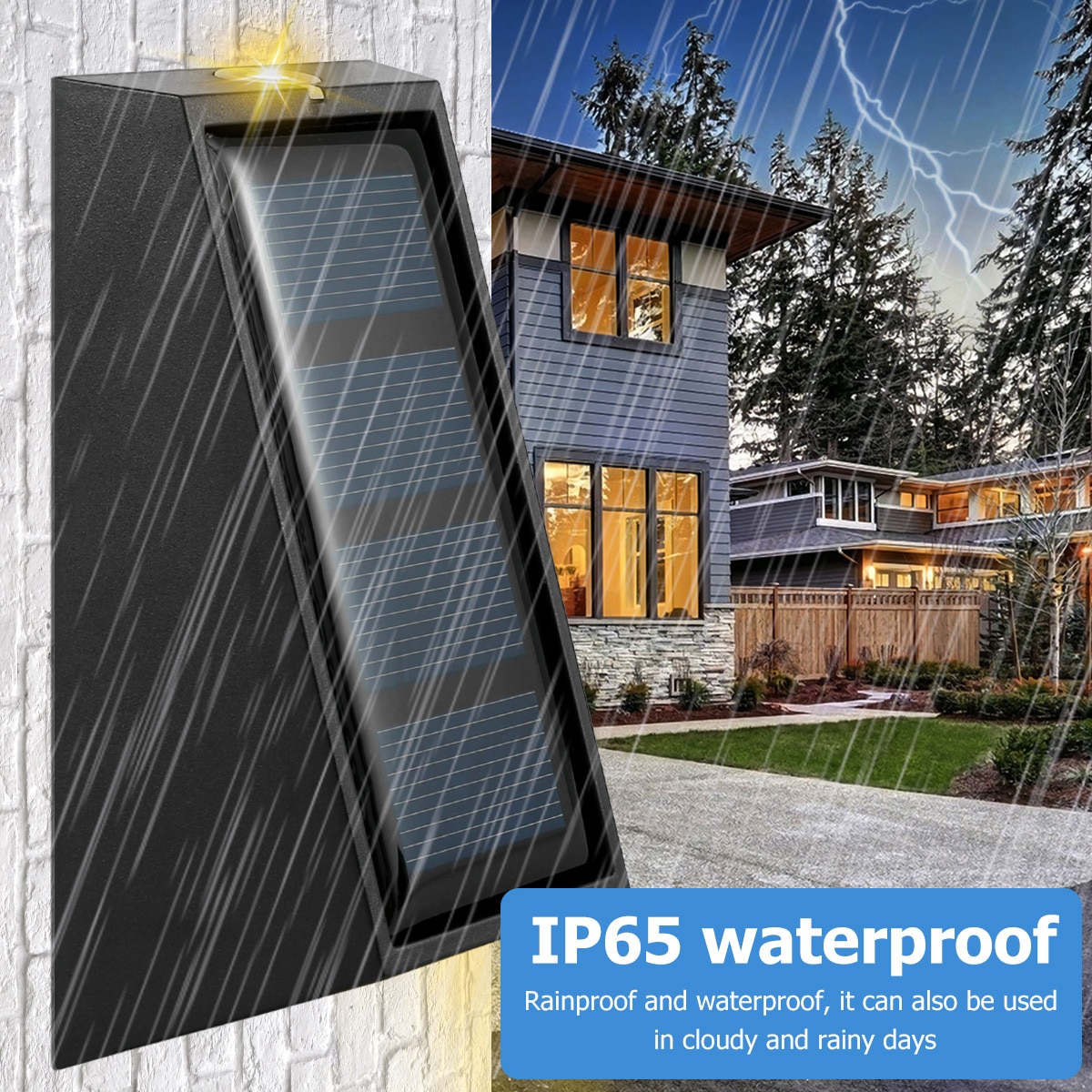 2 Pcs Solar Powered Light Garden Decor Xmas Outdoor Waterproof LED Light Wall Lamp IP65 LED Light Decoration for Patio Fence