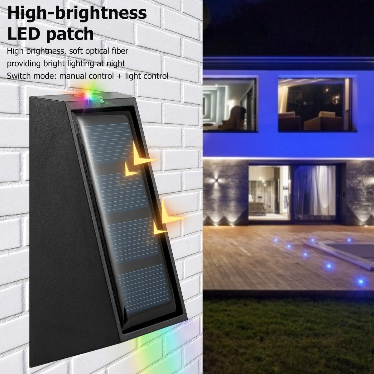 2 Pcs Solar Powered Light Garden Decor Xmas Outdoor Waterproof LED Light Wall Lamp IP65 LED Light Decoration for Patio Fence