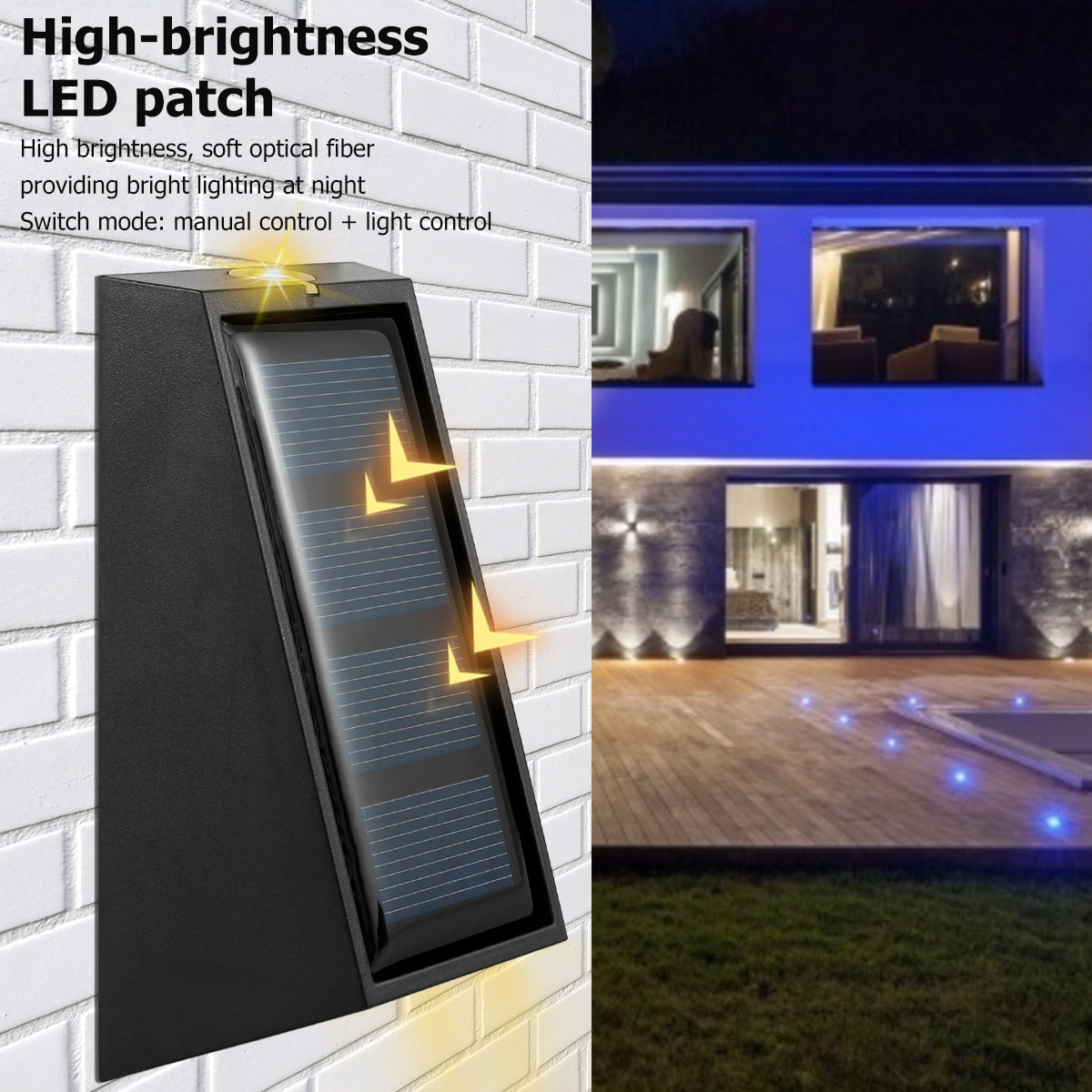 2 Pcs Solar Powered Light Garden Decor Xmas Outdoor Waterproof LED Light Wall Lamp IP65 LED Light Decoration for Patio Fence