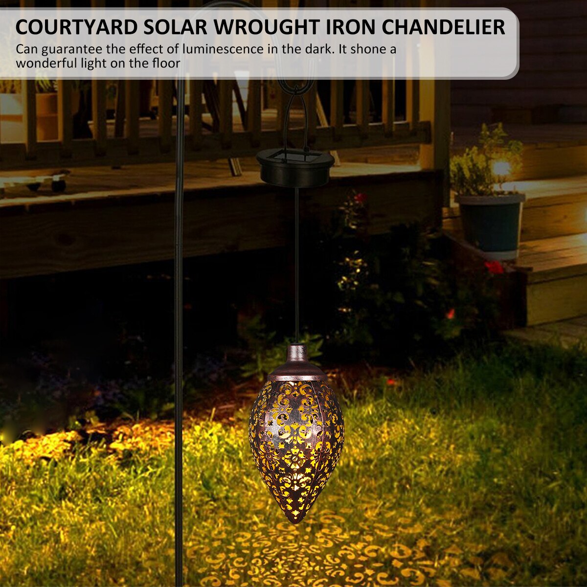 Solar Garden Light Metal Lantern Hanging Light Solar Lamp Outdoor Waterproof Landscape Light Retro Lantern Garden Lights Decor