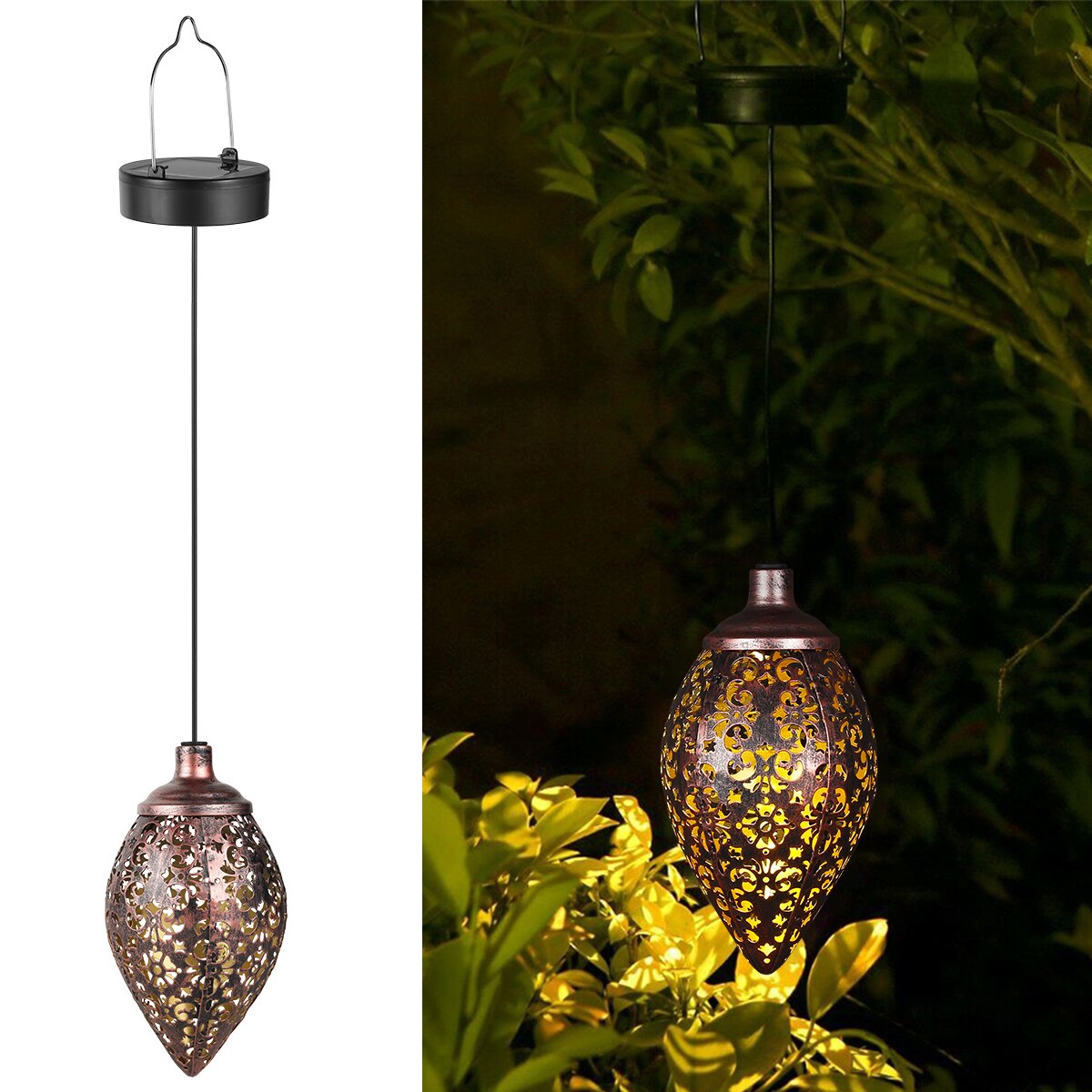 Solar Garden Light Metal Lantern Hanging Light Solar Lamp Outdoor Waterproof Landscape Light Retro Lantern Garden Lights Decor