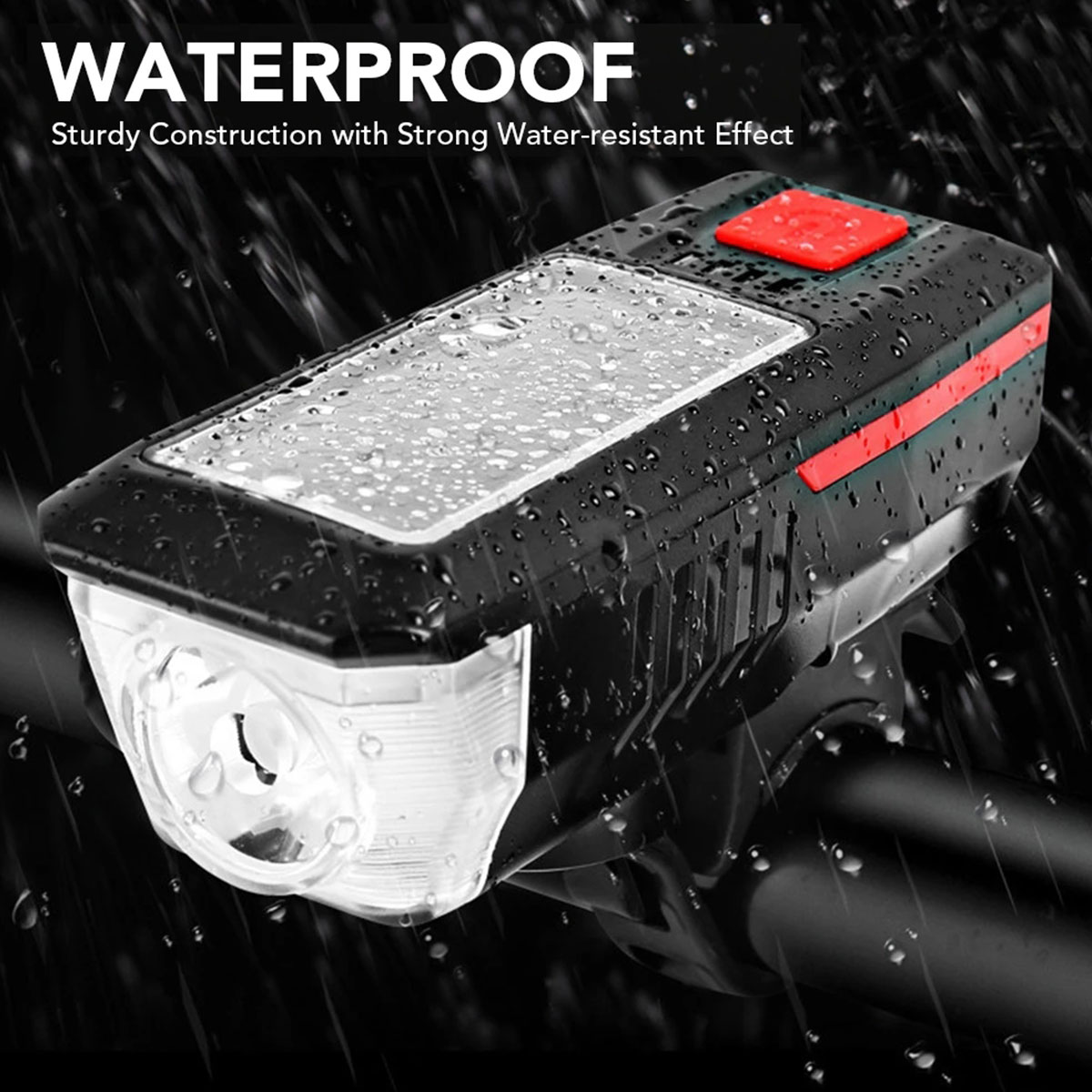 Solar Bicycle Light Rechargeable Bike Front Lamp LED Bike Headlight Outdoor Waterproof Cycling Light 3 Light Modes Head Light