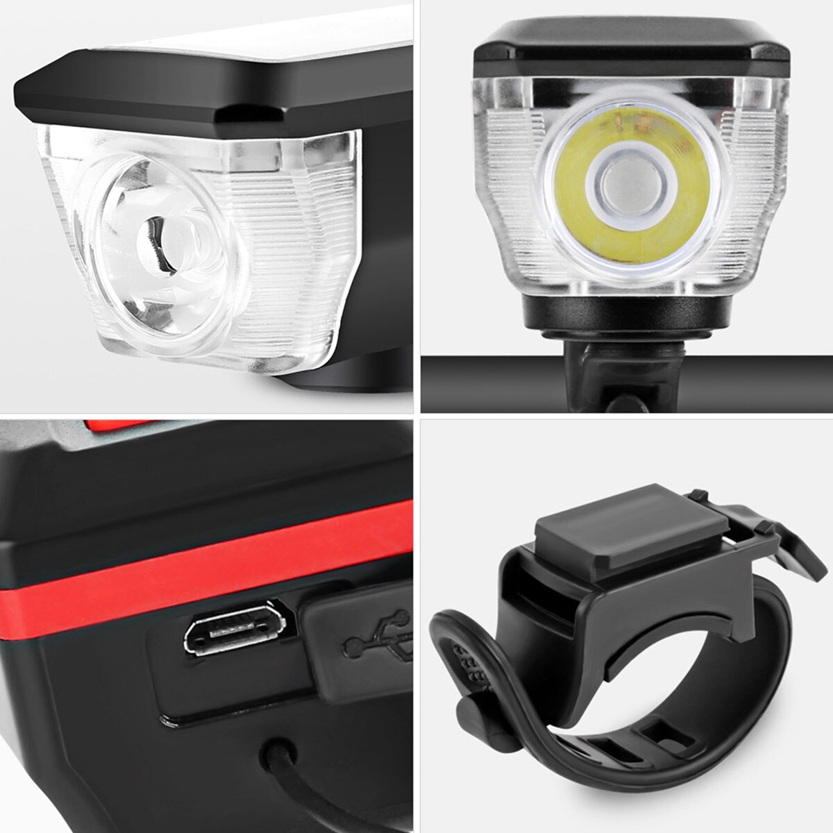 Solar Bicycle Light Rechargeable Bike Front Lamp LED Bike Headlight Outdoor Waterproof Cycling Light 3 Light Modes Head Light