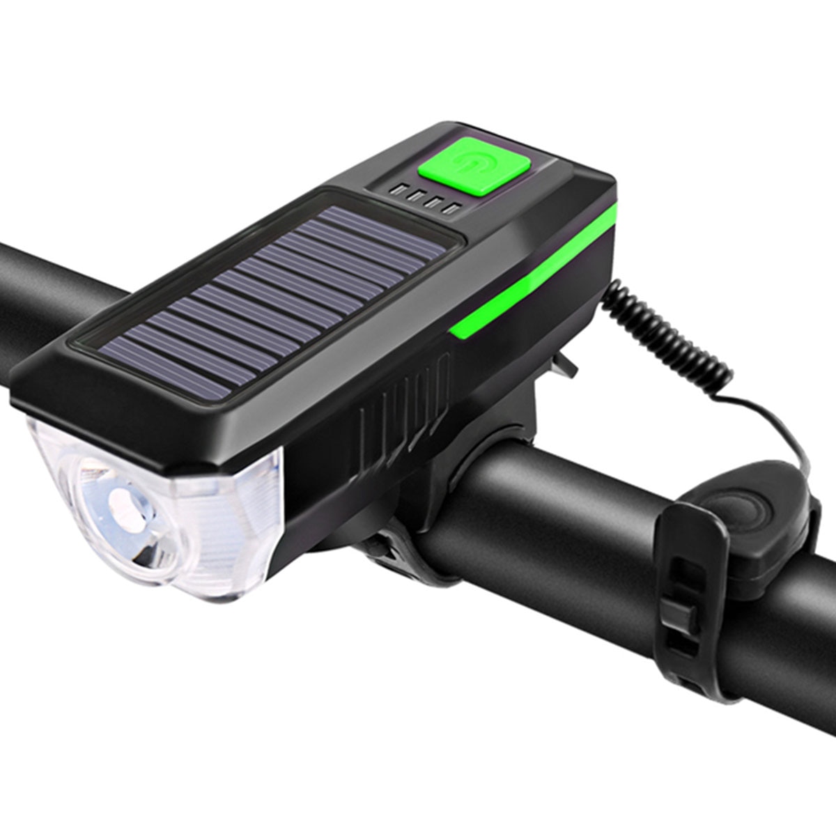 Solar Bicycle Light Rechargeable Bike Front Lamp LED Bike Headlight Outdoor Waterproof Cycling Light 3 Light Modes Head Light