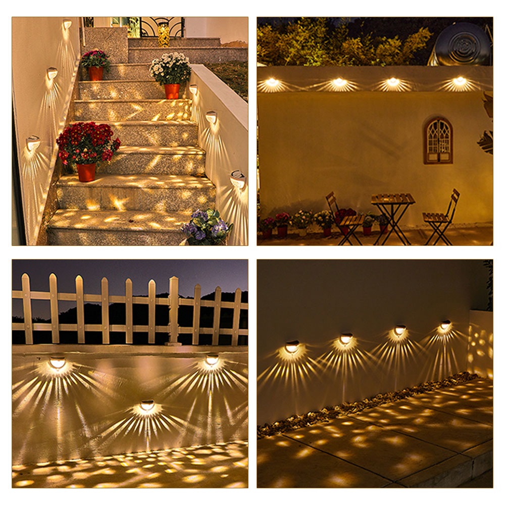 Outdoor Waterproof LED Solar Lights Garden Decoration Lighting Solar Fence Lights Wall Lamp Solar Powered Stairs Deck Lights