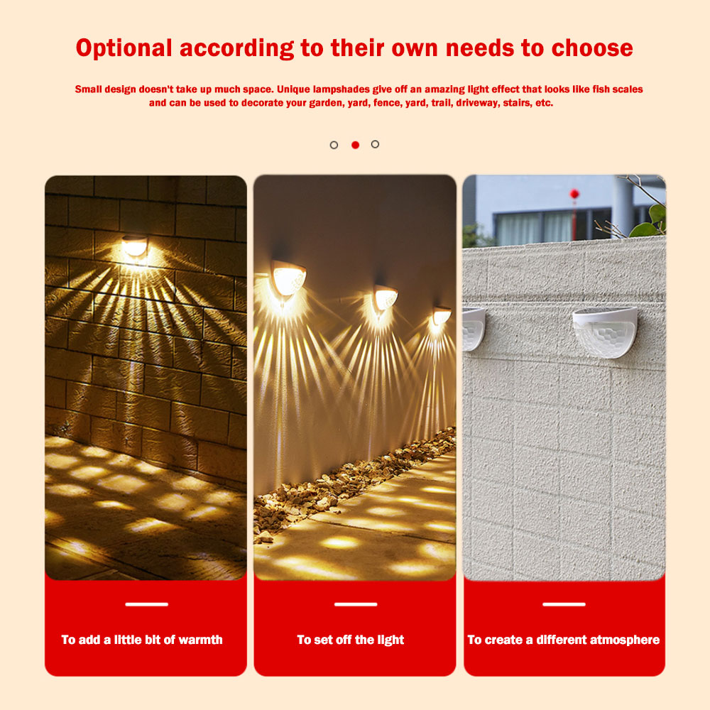 Outdoor Waterproof LED Solar Lights Garden Decoration Lighting Solar Fence Lights Wall Lamp Solar Powered Stairs Deck Lights