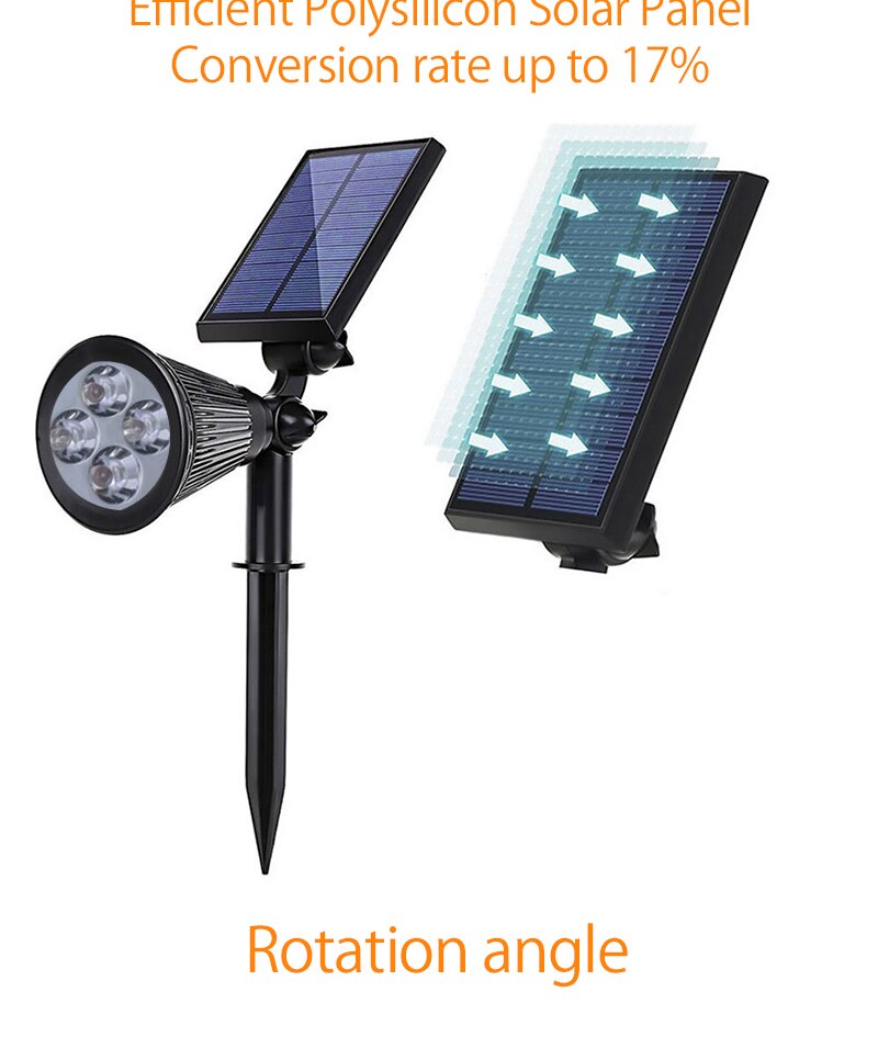 4 LED Spotlight Lawn Lamp Outdoor Garden Solar Panel Power Adjustable Wall Flood Light 7 Colour in 1 Landscape Lighting