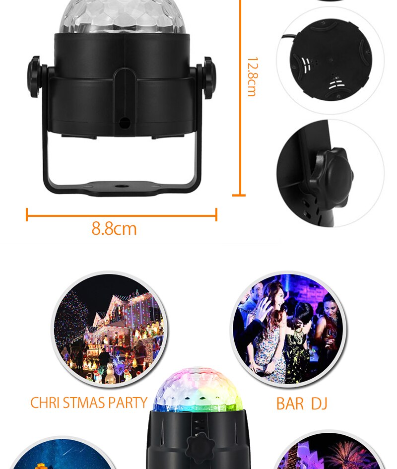 3W Mini 15 colors Crystal Magic Ball Sound Activated Disco Ball Stage Lamp Lumiere Christmas Laser Projector Dj Club