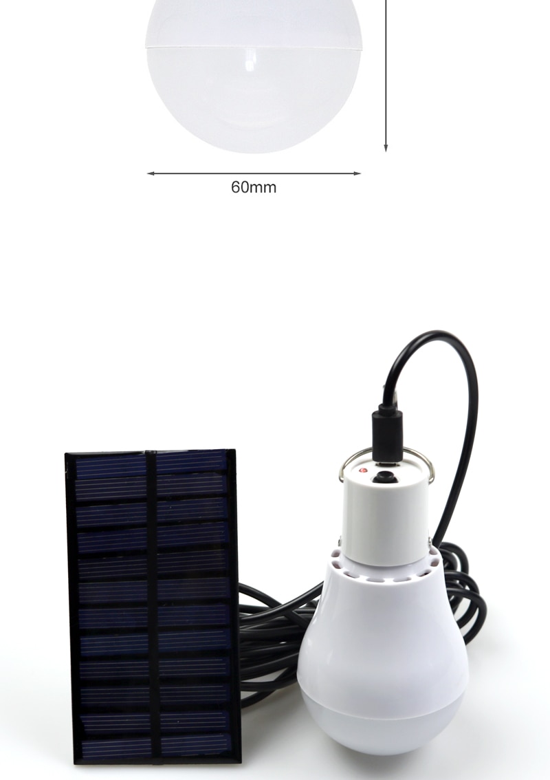 Portable 15W 130lm Solar Rechargeable LED Light Outdoor Light Solar Bulb Camping Emergency Light Hiking Night Light