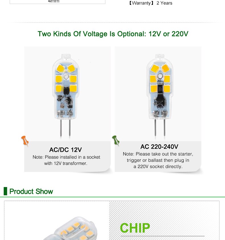 2pcs/lot G4 G9 LED Lamp Mini LED Bulb AC 220V DC 12V Spotlight Chandelier High Quality Lighting Replace Halogen Lamps