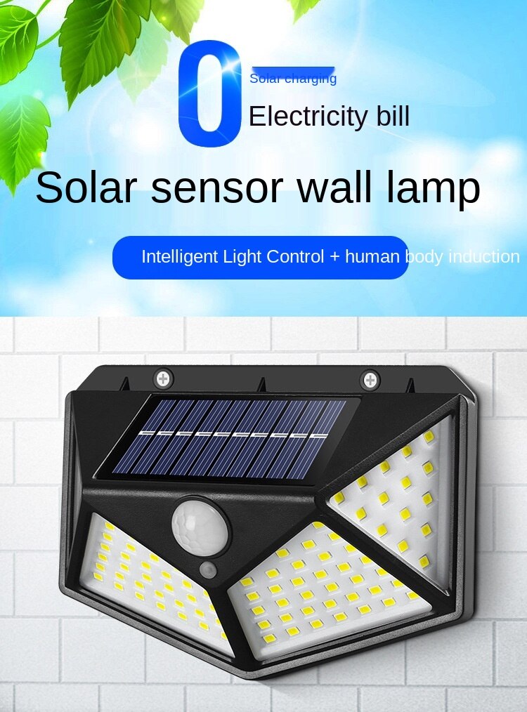 Solar Outdoor LED Lighting Waterproof Motion Sensor Light for Garden Fences Courtyards Porches Paths Wall Lamp IP65 Home Fixture