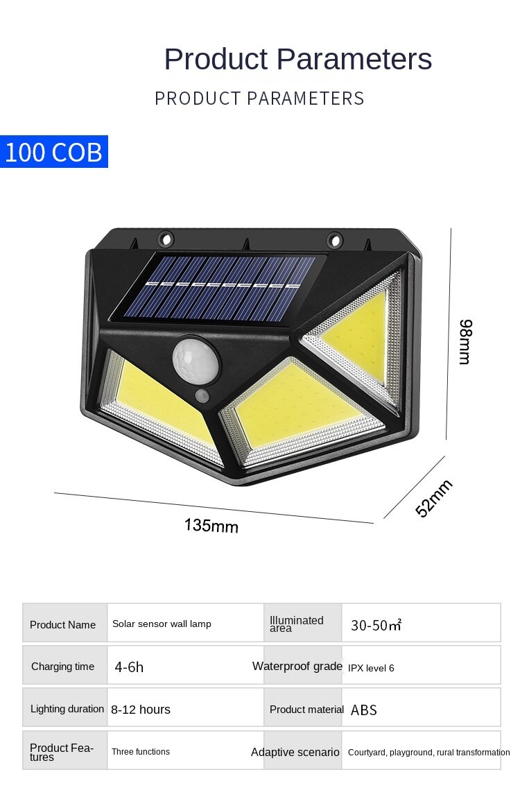 Solar Outdoor LED Lighting Waterproof Motion Sensor Light for Garden Fences Courtyards Porches Paths Wall Lamp IP65 Home Fixture