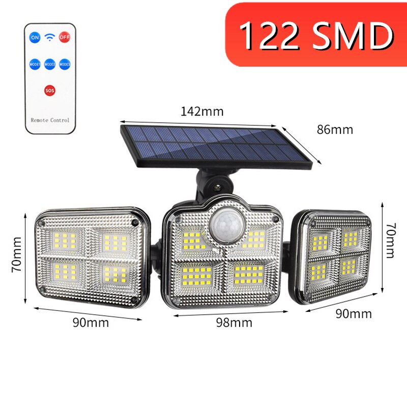 138 Solar LED Light Outdoor Motion Sensor Wall Lamp Remote Control Waterproof for Corridors Gates Roofs Courtyards Lighting