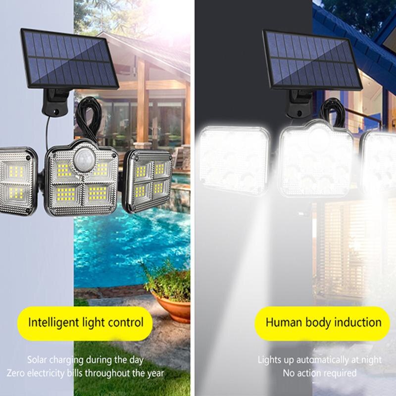 138 Solar LED Light Outdoor Motion Sensor Wall Lamp Remote Control Waterproof for Corridors Gates Roofs Courtyards Lighting