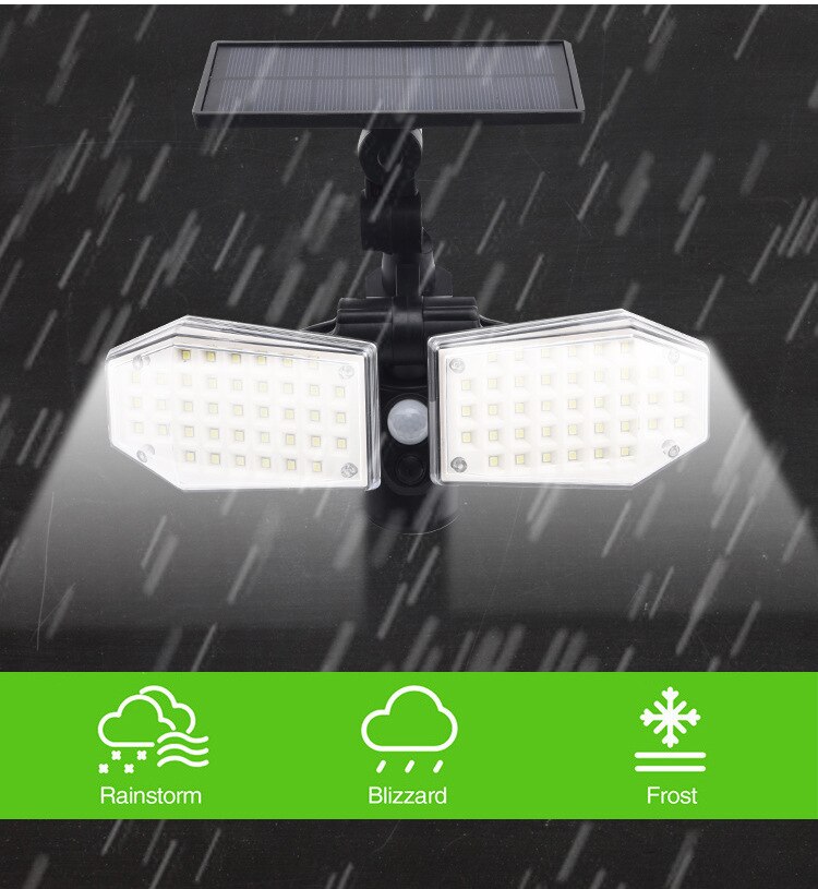 Outdoor Solar Street Lamp LED Waterproof Motion Sensor Garden Wall Light Double Adjustable Heads Wind Garage Lighting Decoration