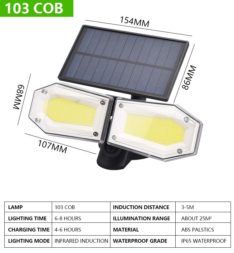 Outdoor Solar Street Lamp LED Waterproof Motion Sensor Garden Wall Light Double Adjustable Heads Wind Garage Lighting Decoration