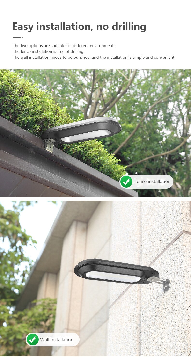 Solar Led Waterproof Light Outdoors Wall Lamps Wide Angle IP65 for Garden Patio Path Yard Street Lights Corridor Fixture