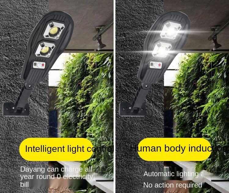 High Power Solar Lights Led Light PIR Motion Sensor with Smart Remote Control Waterproof Lamps 3 heads Lighing