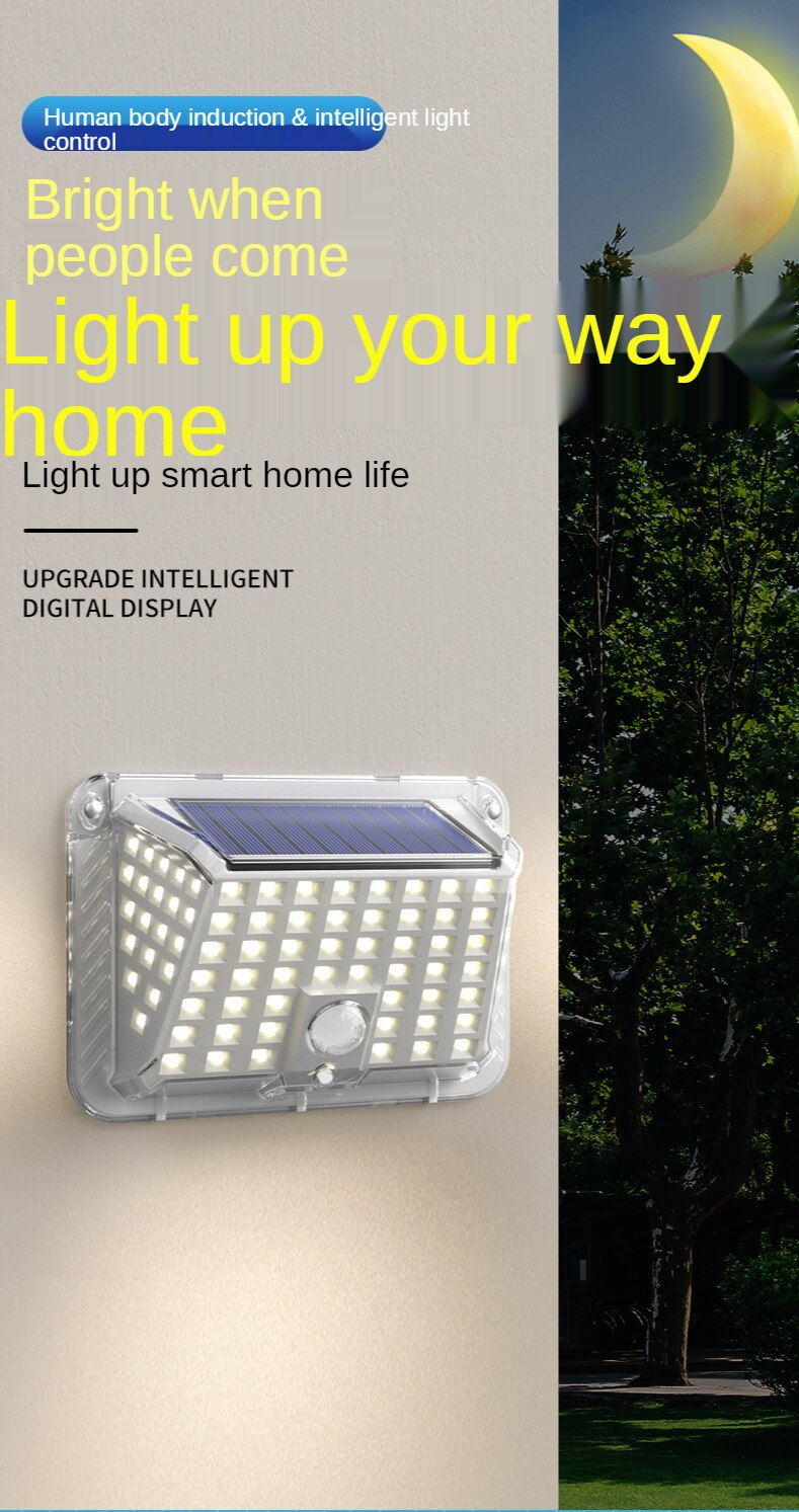 Powerful LED Powered Solar Wall Light Outdoor Waterproof with Motion Sensor Light for Garden Fence Yard Swim Pool Street Lamp