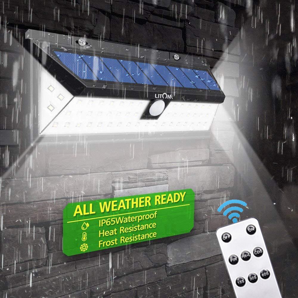 Solar Light Outdoor Remote Control Waterproof Wall Lamp Motion Sensor Built In Battery Powered Led Garden Yard Home Street Light