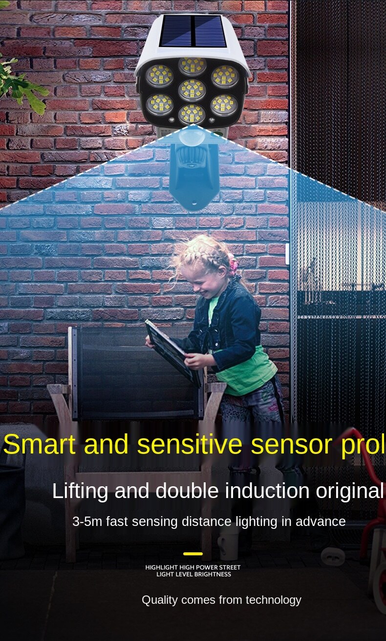 Powerful Outdoor LED Solar Light Simulation Monitoring Fake Camera Solar Human Body Induction Wall Motion Sensor Spotlight