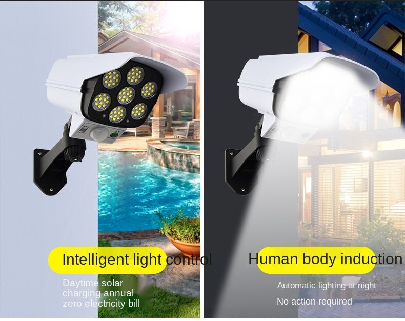 Powerful Outdoor LED Solar Light Simulation Monitoring Fake Camera Solar Human Body Induction Wall Motion Sensor Spotlight