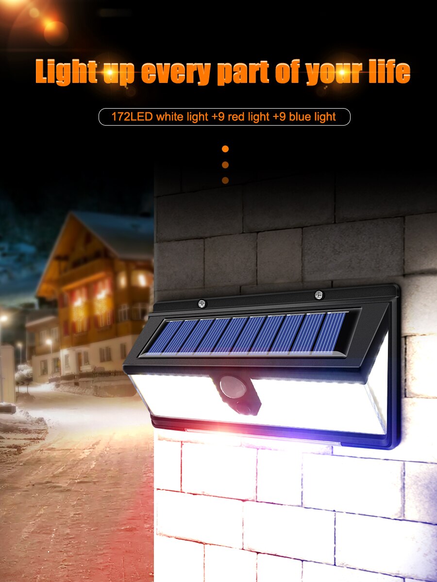 172 Led Outdoor Solar Powered Lamp IP65 1800Mah Waterproof For Home Yard Swim Pool Motion Human Body Spotlight Floodlight