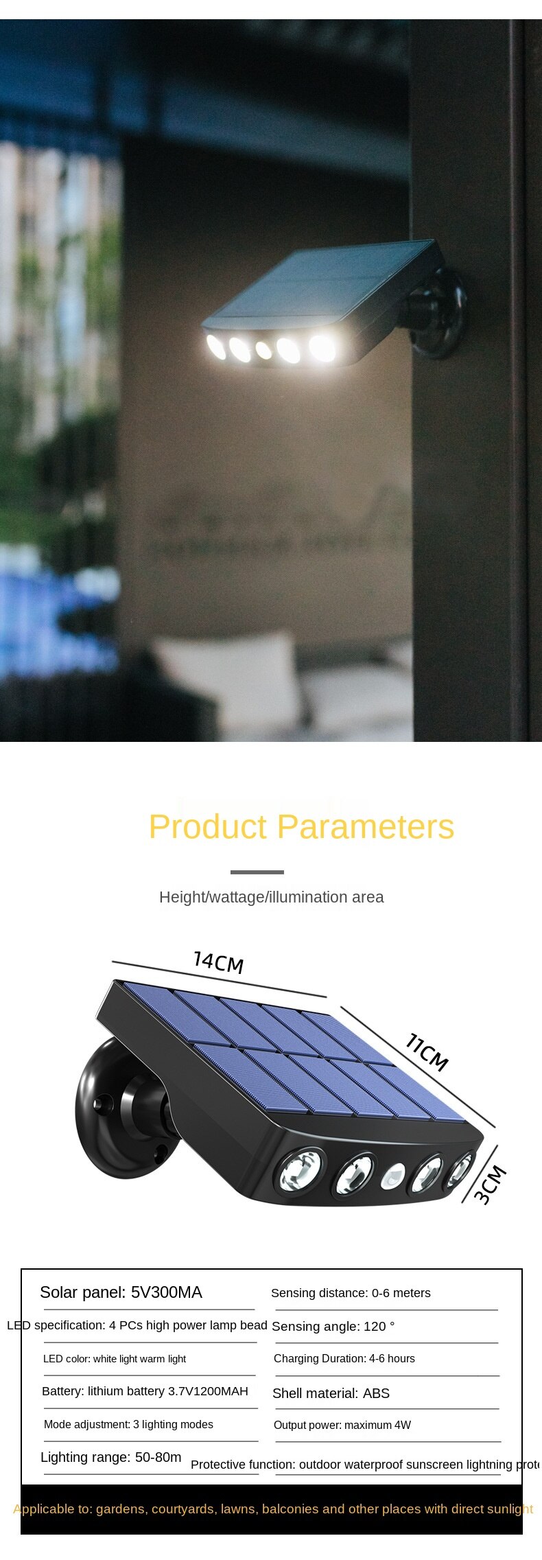 Powerful Solar Powered Led Wall Light Outdoor Motion Sensor Waterproof IP65 Lighting for Garden Path Garage Yard Street Lamps