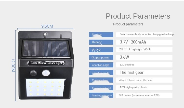 LED Outdoor Solar Courtyard Wall Light Motion Sensor Rechargeable Corridor Waterproof Yard Garden Country House Street Light