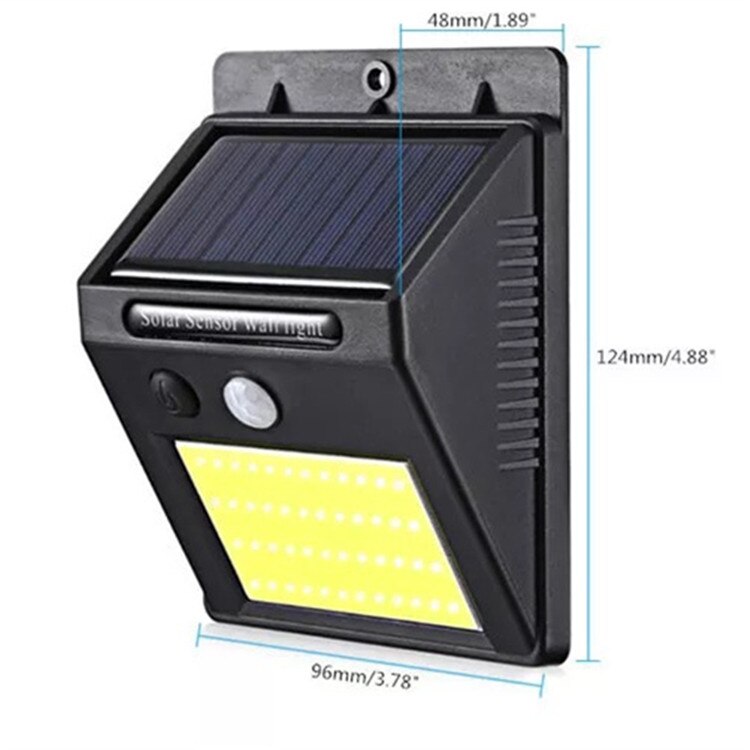 Solar LED Light Outdoor Waterproof 3 Modes Sunlight Powered with PIR Motion Sensor for Street Wall Garden Fence Garage Yard Lamp