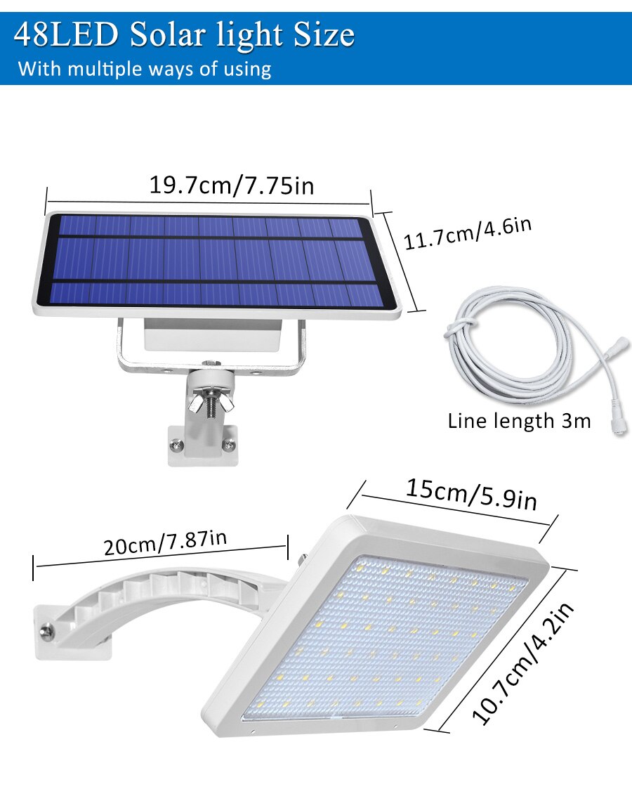 48 Leds Solar Light for Outdoor Garden Wall Yard Security Lighting with Adustable Lighting Angle Waterproof Villa Street Lamps