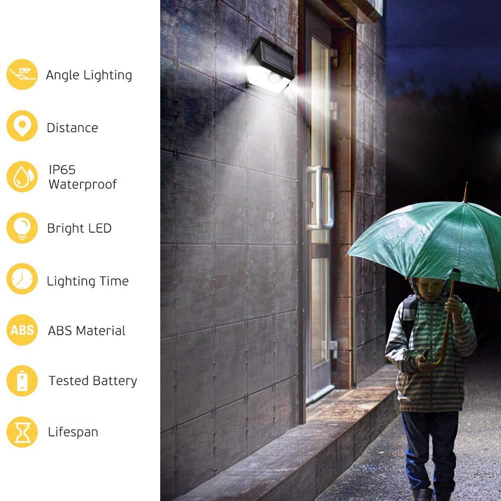 Solar Security Lights Outdoor Motion Sensor LED Wide Angle Waterproof Solar Powered Durable Wall Light for Garden Garage Yard