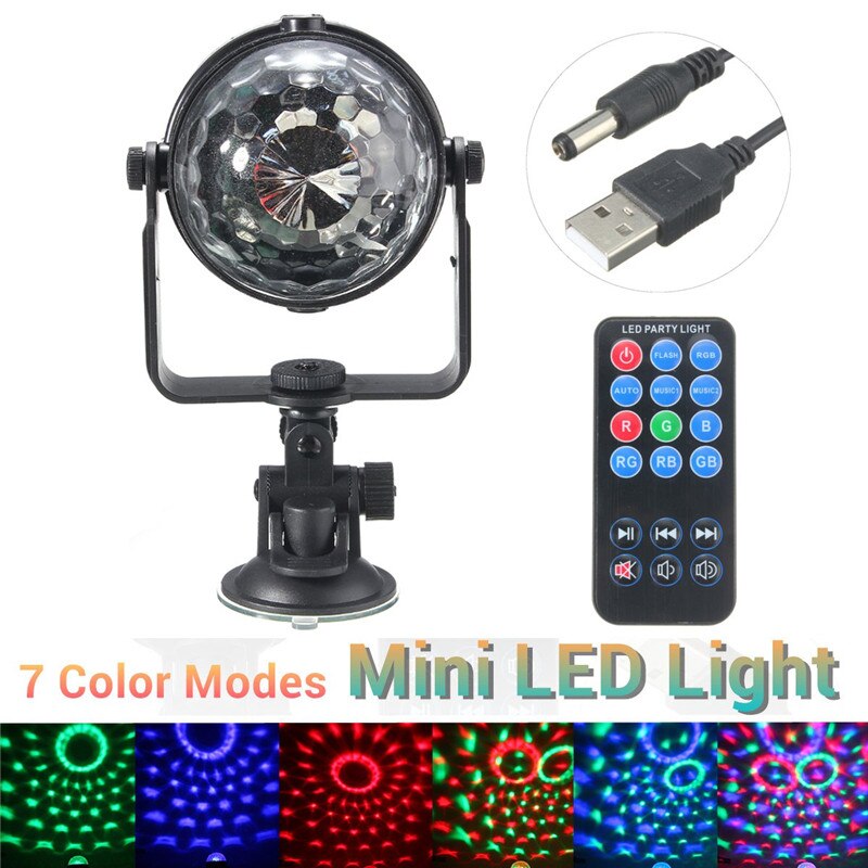 RGB LED Stage Light Mini 3W Remote Controls Disco Ball Party Show Stage Lights LED Lamp Lighting Effect USB Powered DC5V